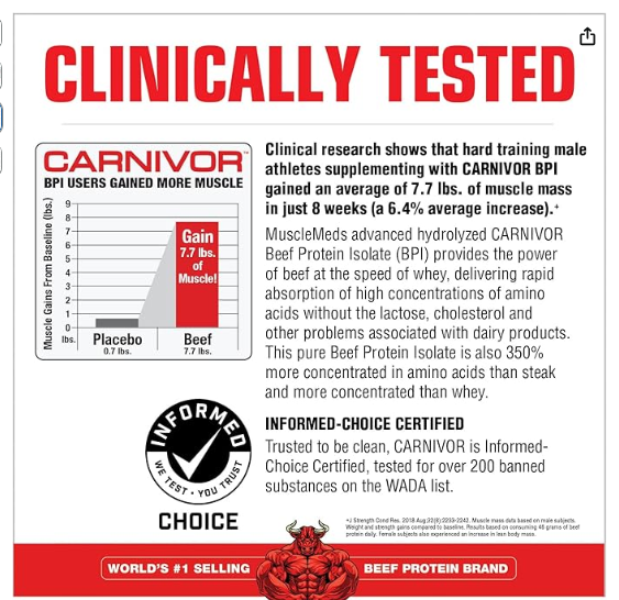 Carnivor Beef Protein Isolate Chocolate Flavor 56 Servings (2)