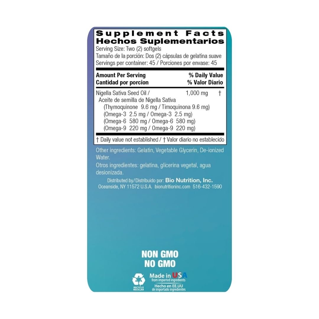 Bio Nutrition Premium Black Seed Oil, 1000 Mg, 90 Softgels - Image 3