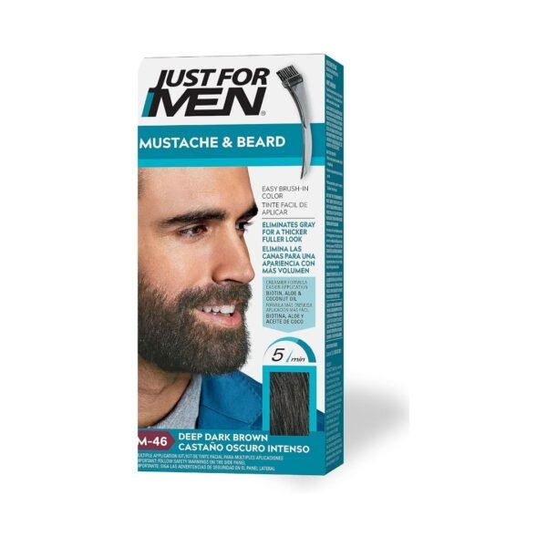 Just For Men Mustache & Beard Brush-In Color Gel, Deep Dark Brown
