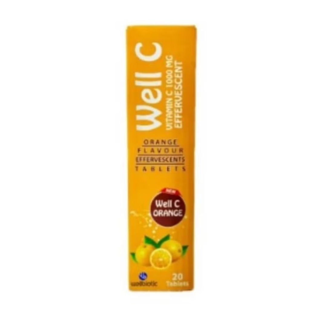 Well C 1000 mg Orange Effervescent Tablets 20’s