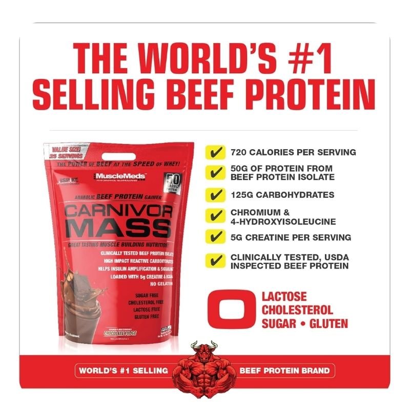Musclemeds Carnivor Mass Chocolate Fudge, 10.4 Lbs. - Image 2